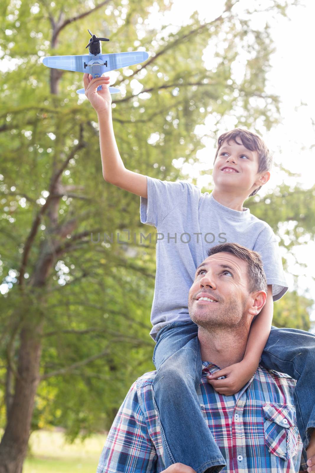 Father and son having fun in the park by Wavebreakmedia