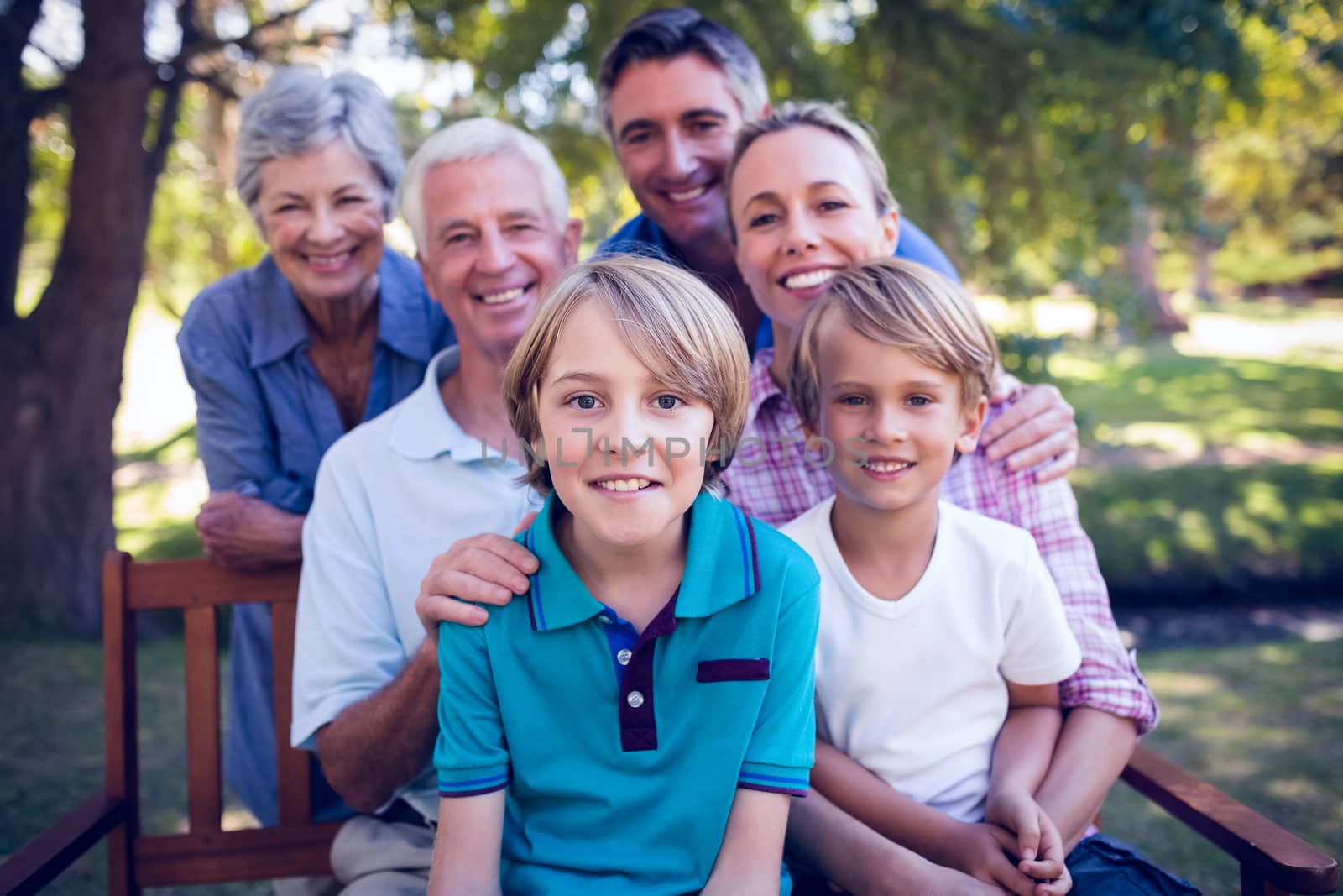 Happy family in the park on a sunny day