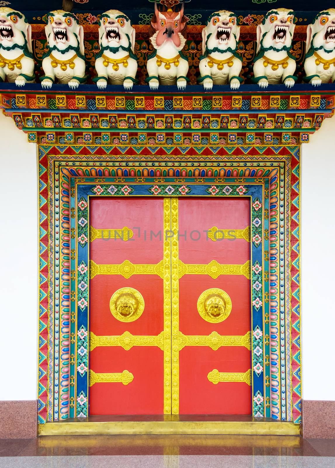 Kapan buddhist monastery door detail, Nepal