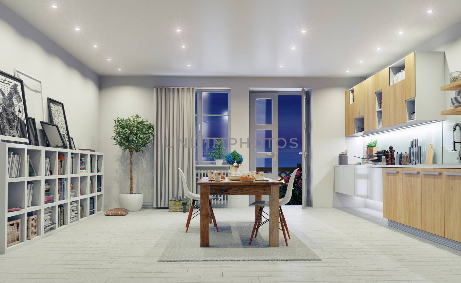 modern kitchen interior. 3d design concept.