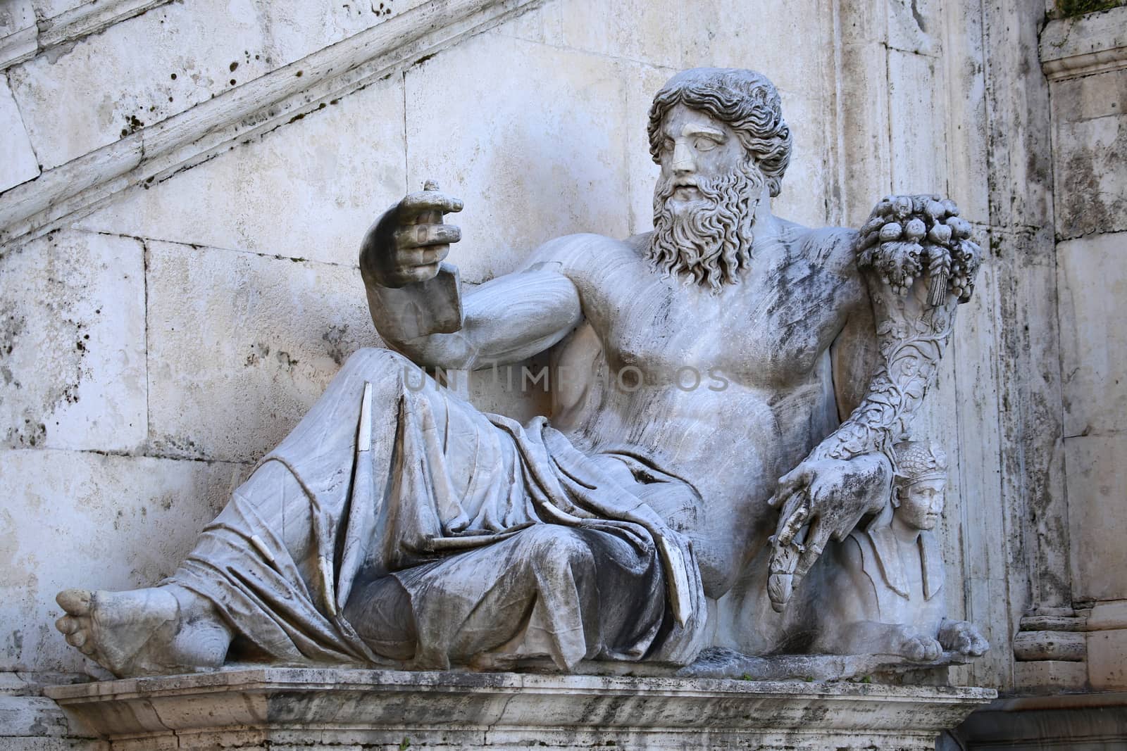 Piazza del Campidoglio - The Nilo Statue dating IV Century in Rome, Italy