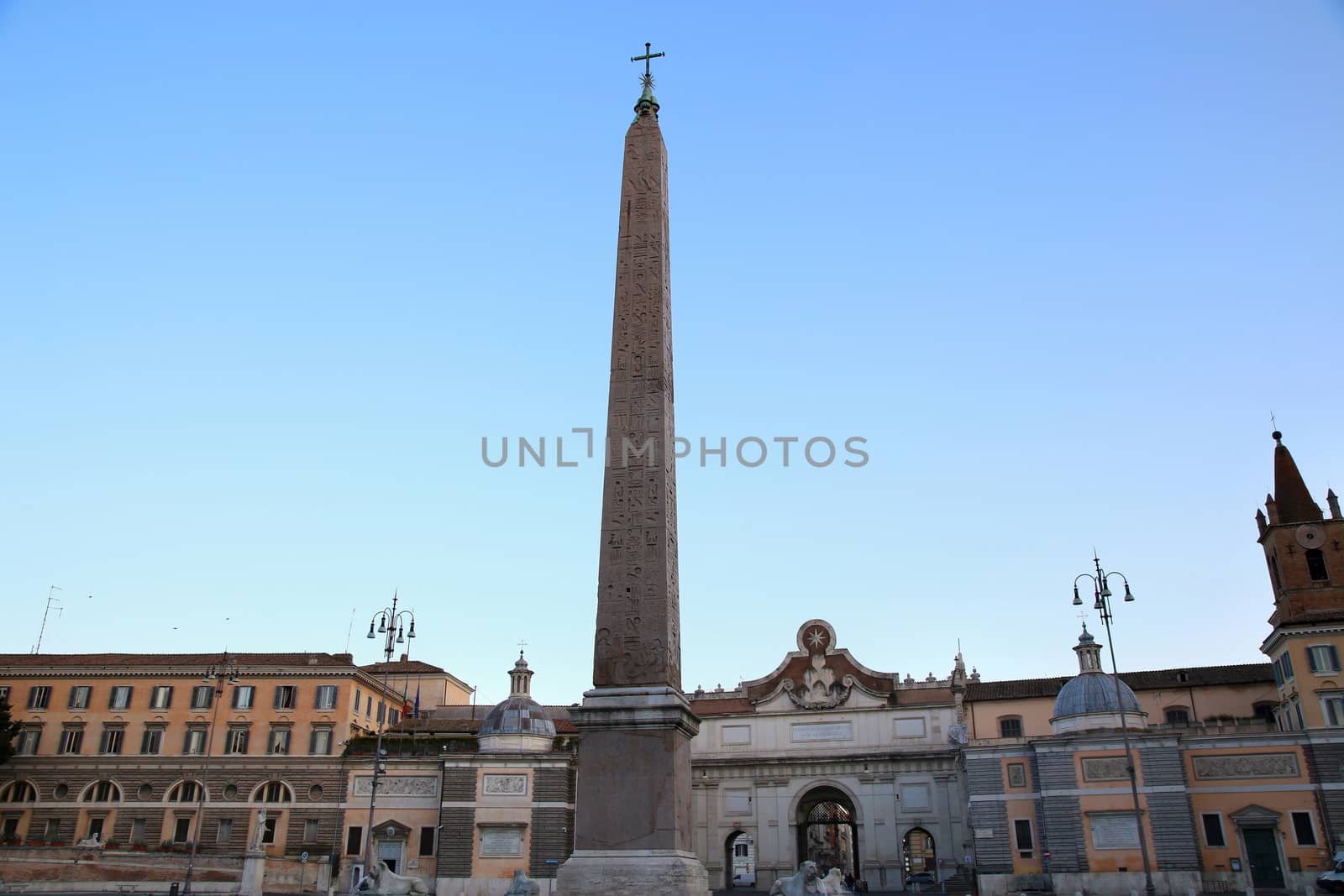 Piazza del Popolo and Flaminio Obelisk in Rome, Italy ( photographed very early in the morning )
