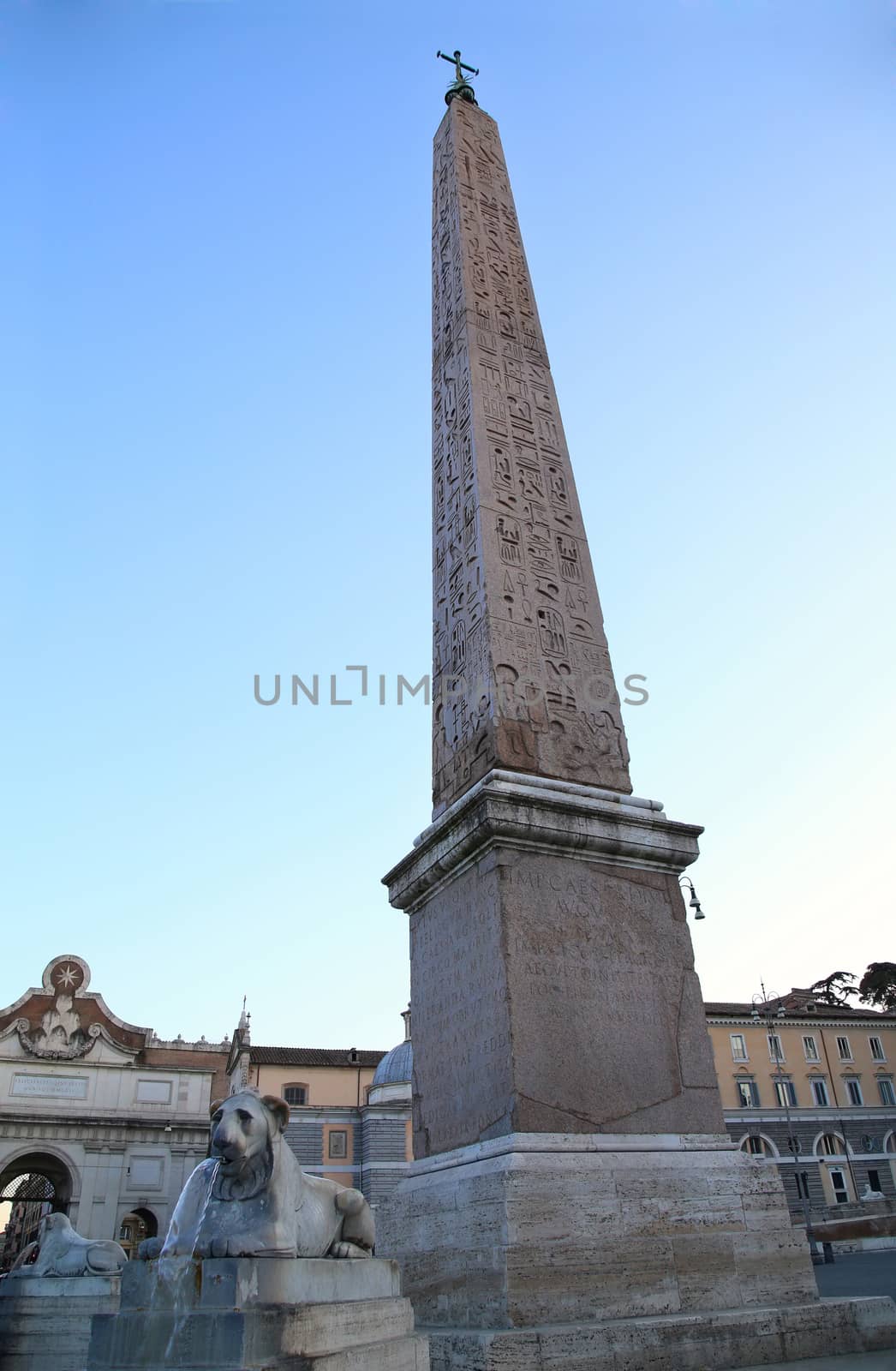 Piazza del Popolo and Flaminio Obelisk in Rome, Italy ( photographed very early in the morning )