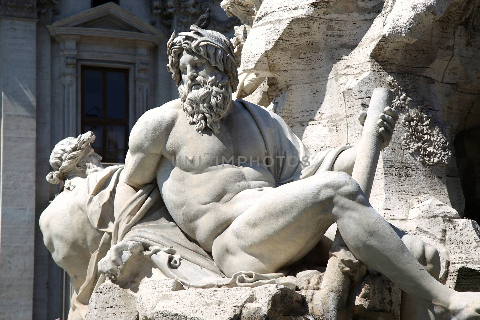 Fountain Zeus in Bernini's, dei Quattro Fiumi in the Piazza Navona in Rome, Italy