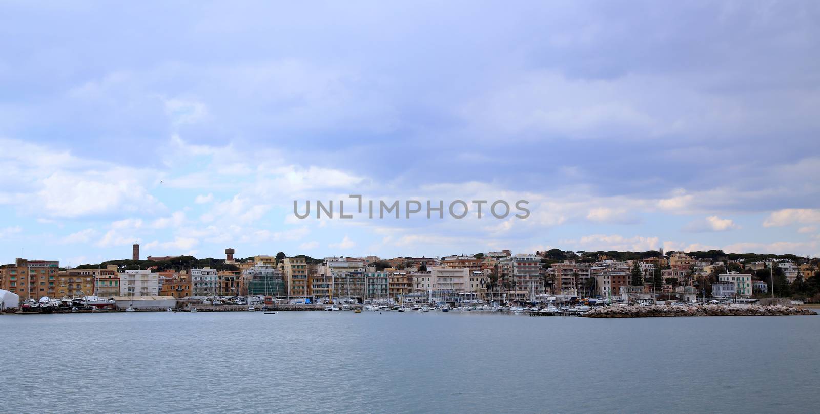 Panoramic view of Anzio and Nettuno old town, Italia