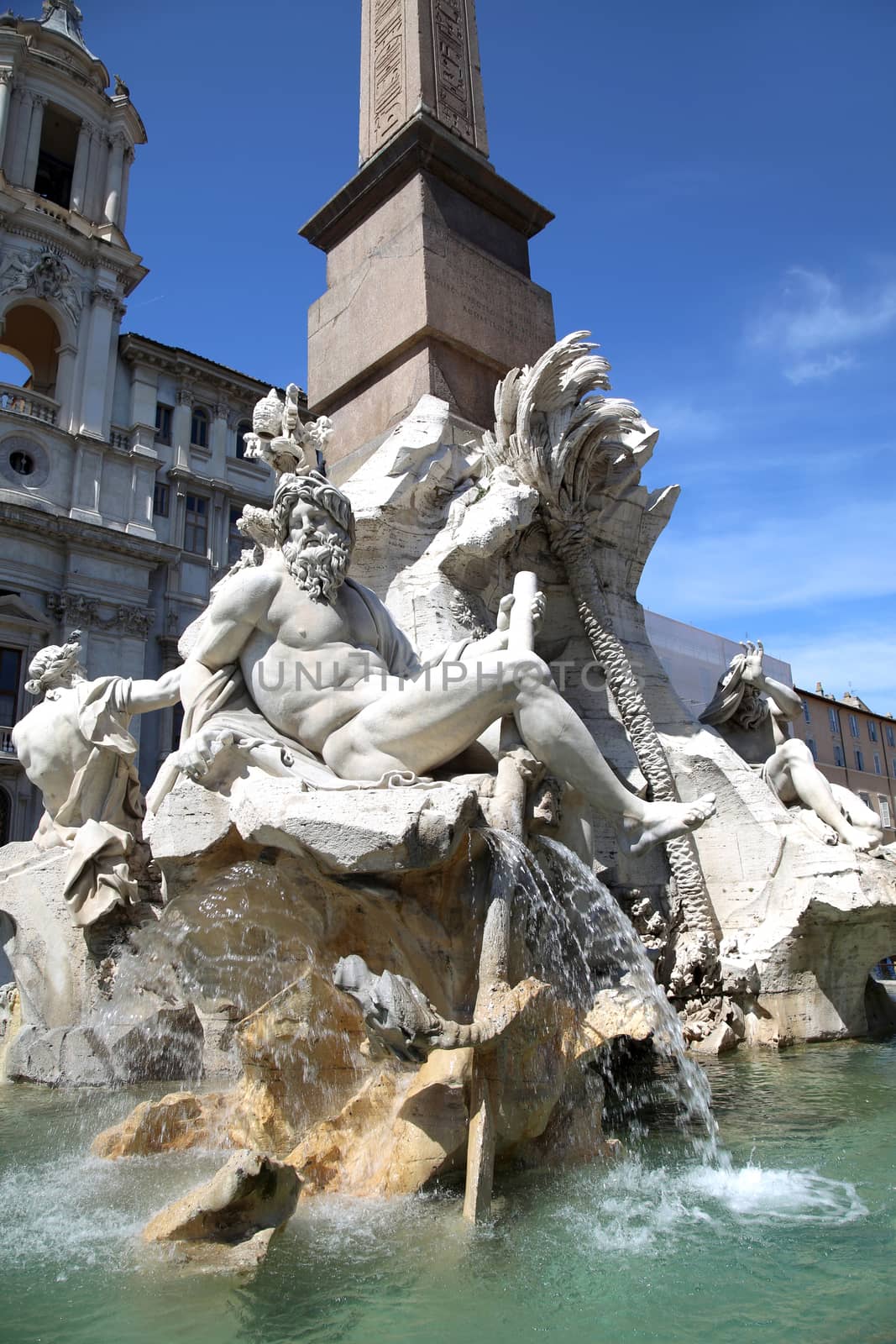 Saint Agnese in Agone with Egypts obelisk in Piazza Navona, Rome, Italy 