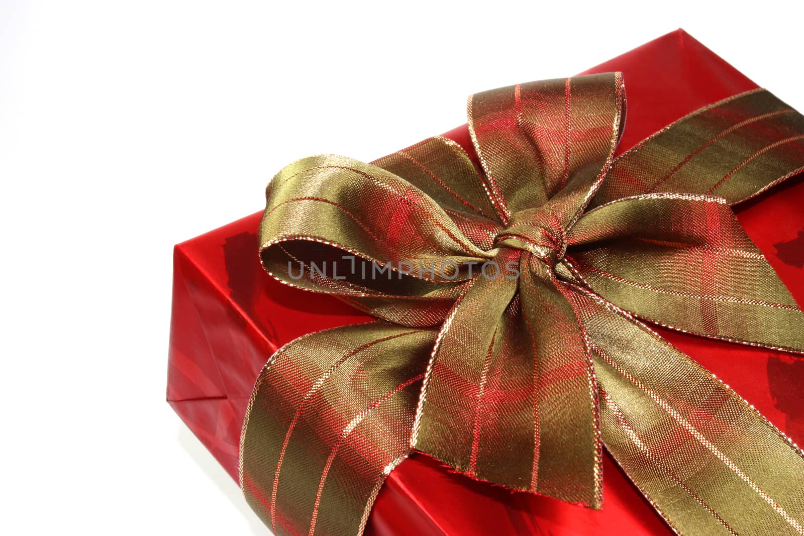 Beautiful red gift box on white background