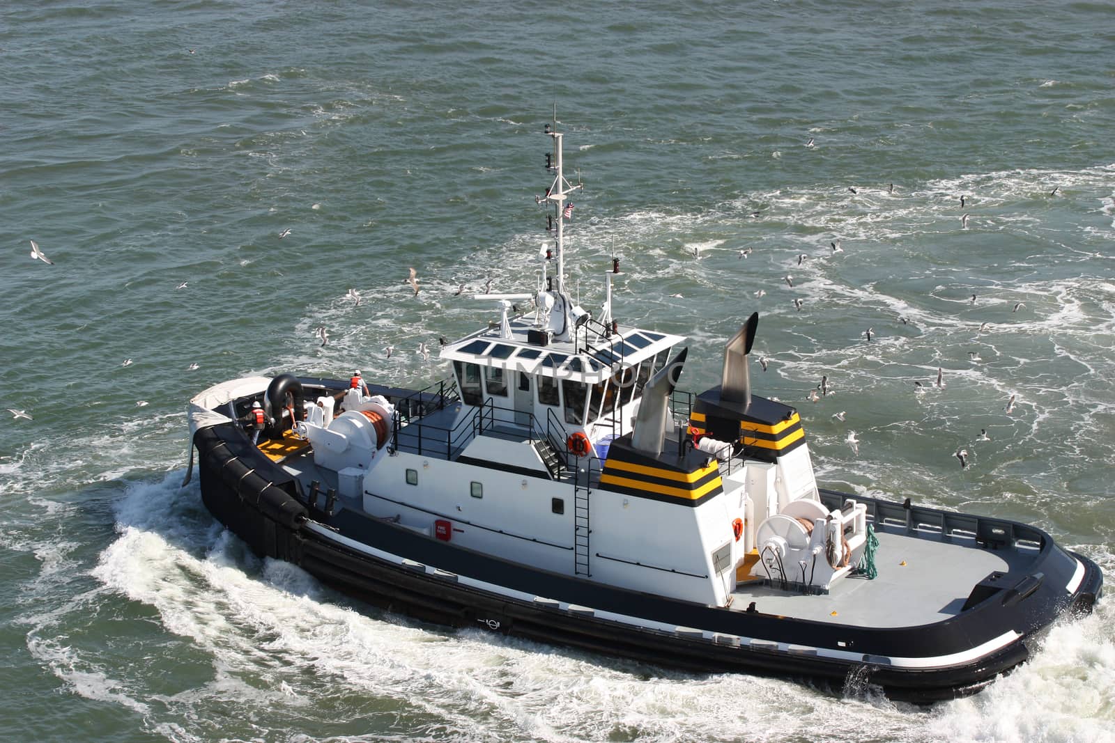 Coast guard boat in the ocean