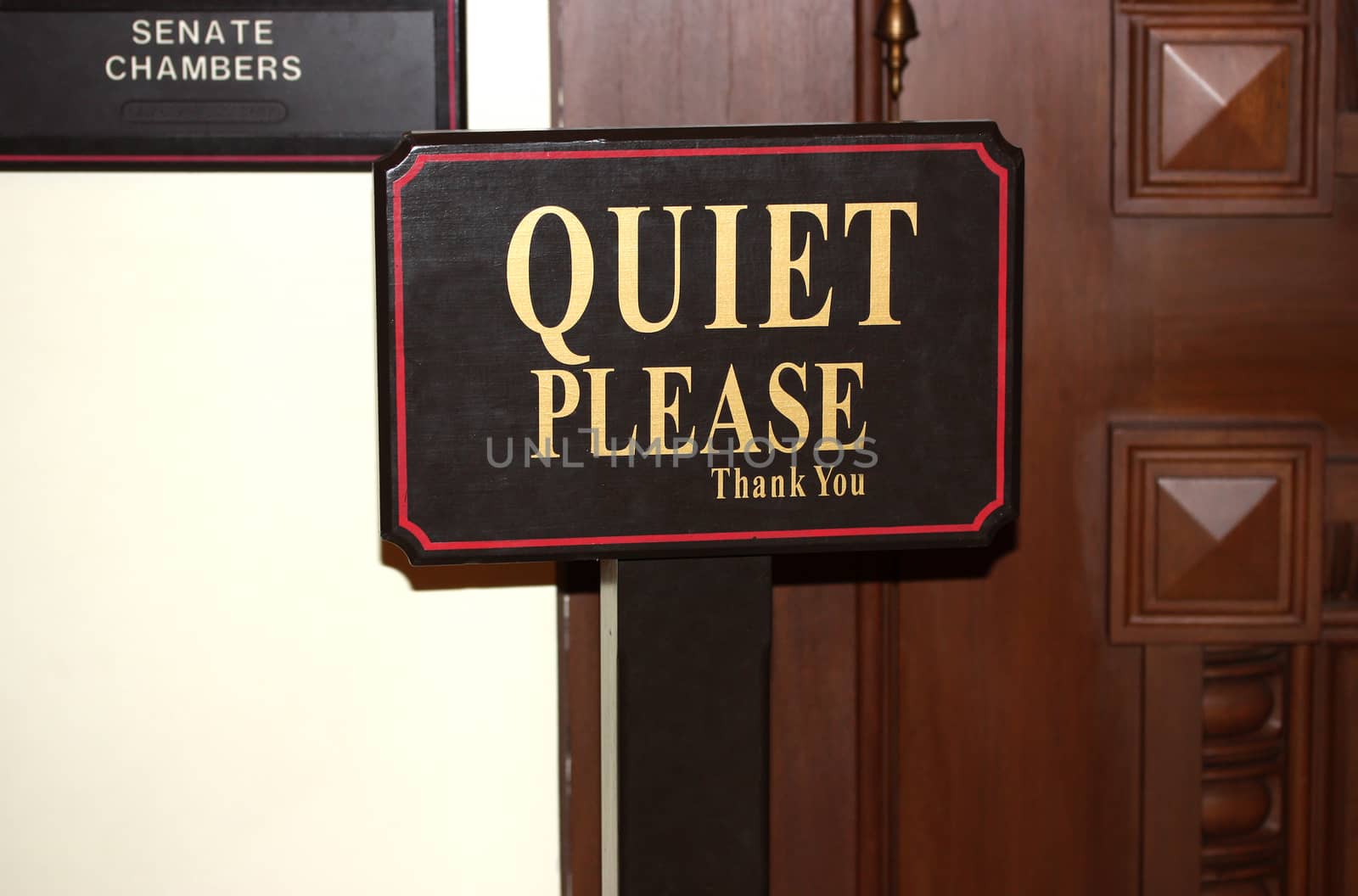 Quiet Please sign near the door