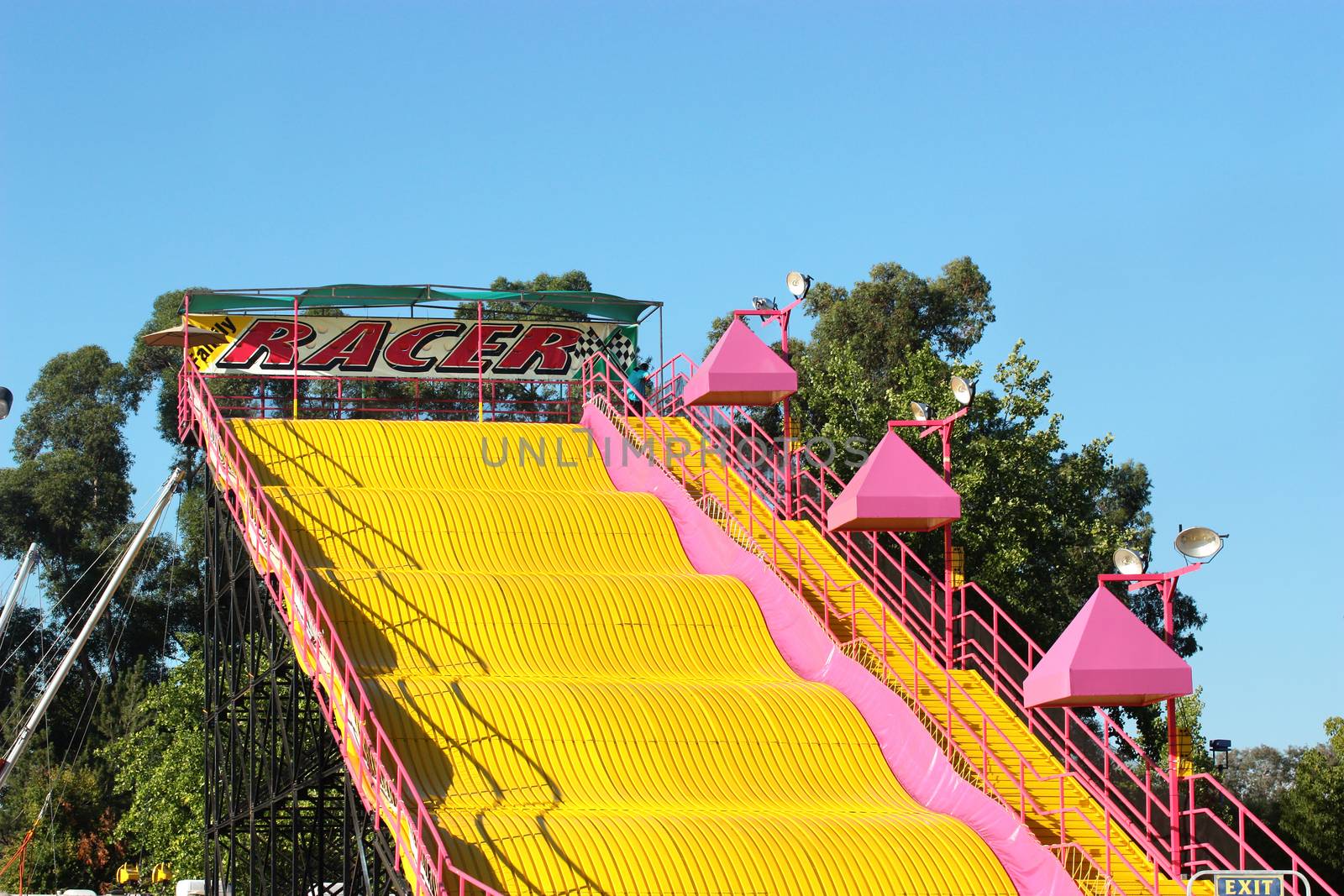 Family slide in summer amusement park
