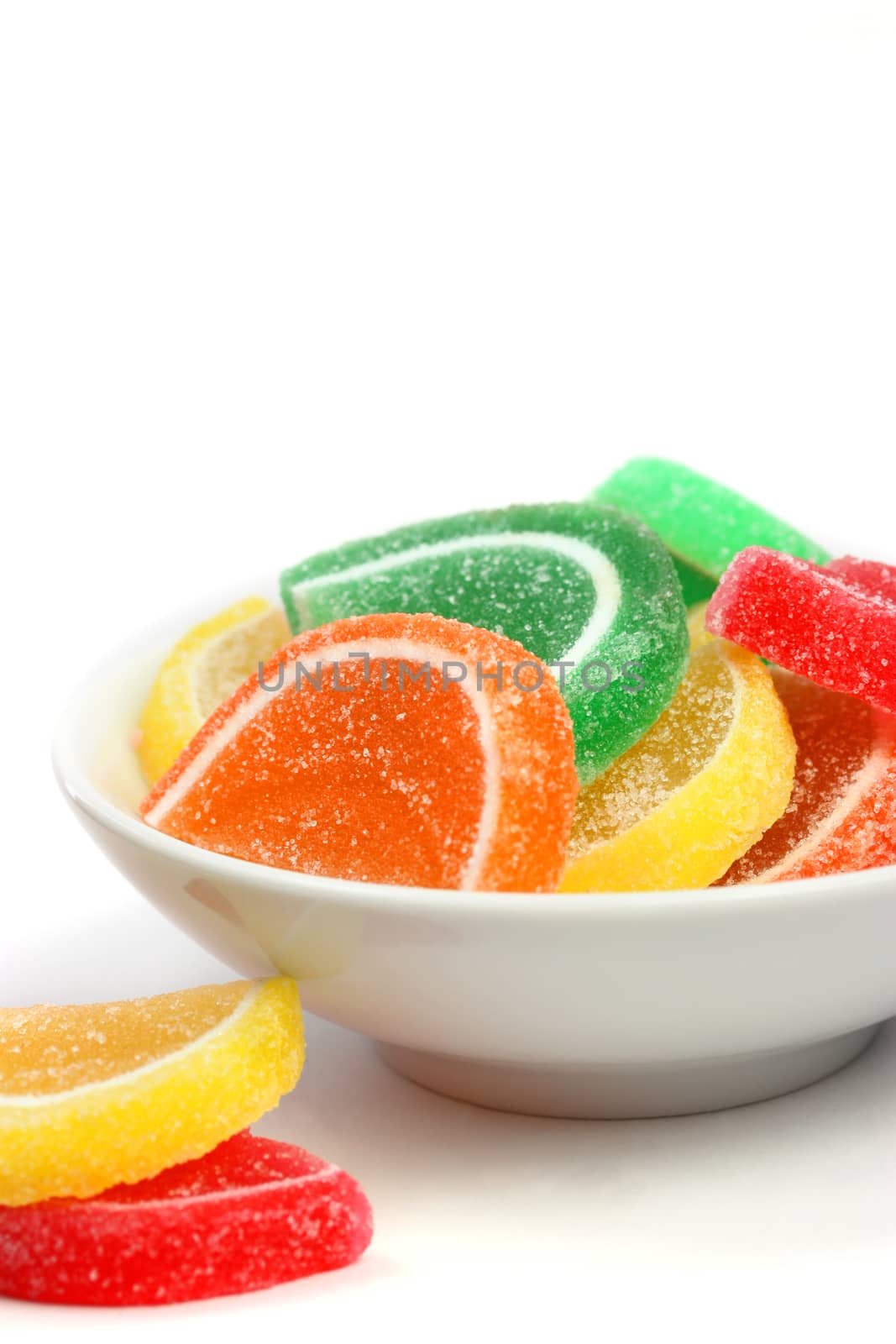 Soft colorful candy in a bowl