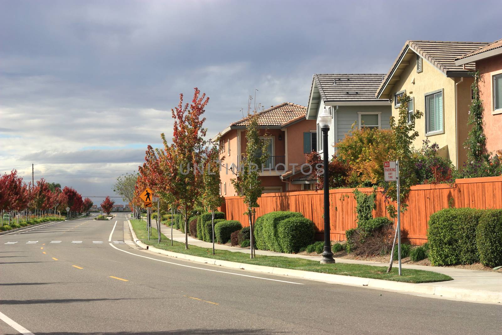 Row of houses in suburban neighborhood