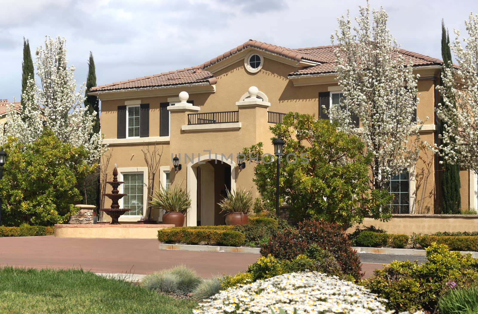 Beautiful suburban home during spring