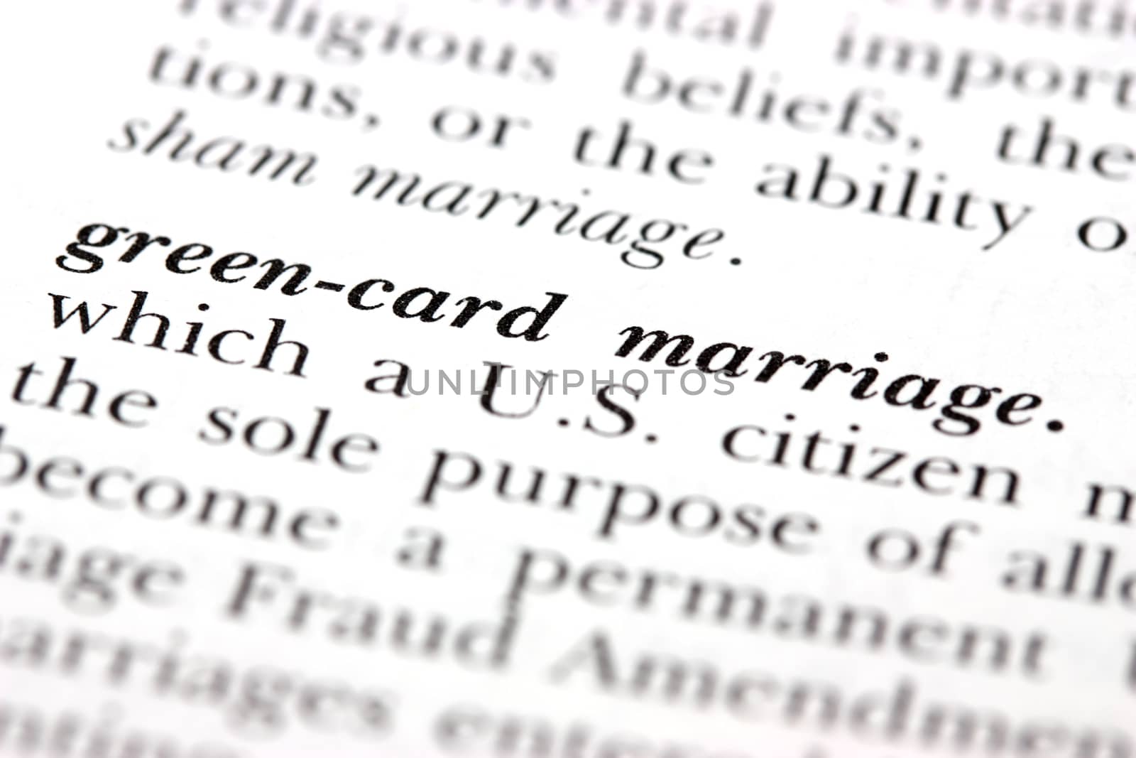 Dictionary word Green-card marriage
