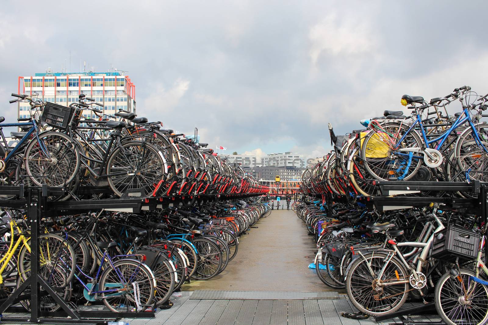 Typical bicycle parking in Amsterdam, Netherlands by ziss