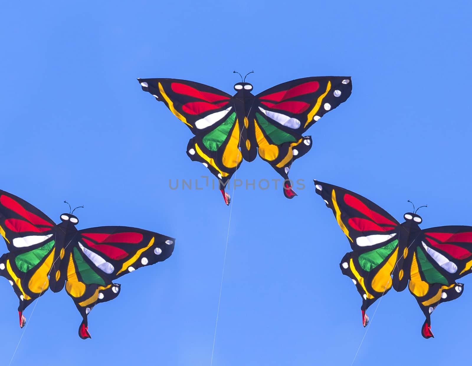 Colorful Kite Flying in Blue Sky by truphoto