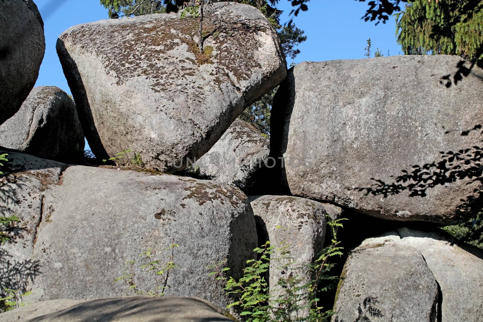 Large granitic rocks in the Fichtel Mountains in Southern Germany.