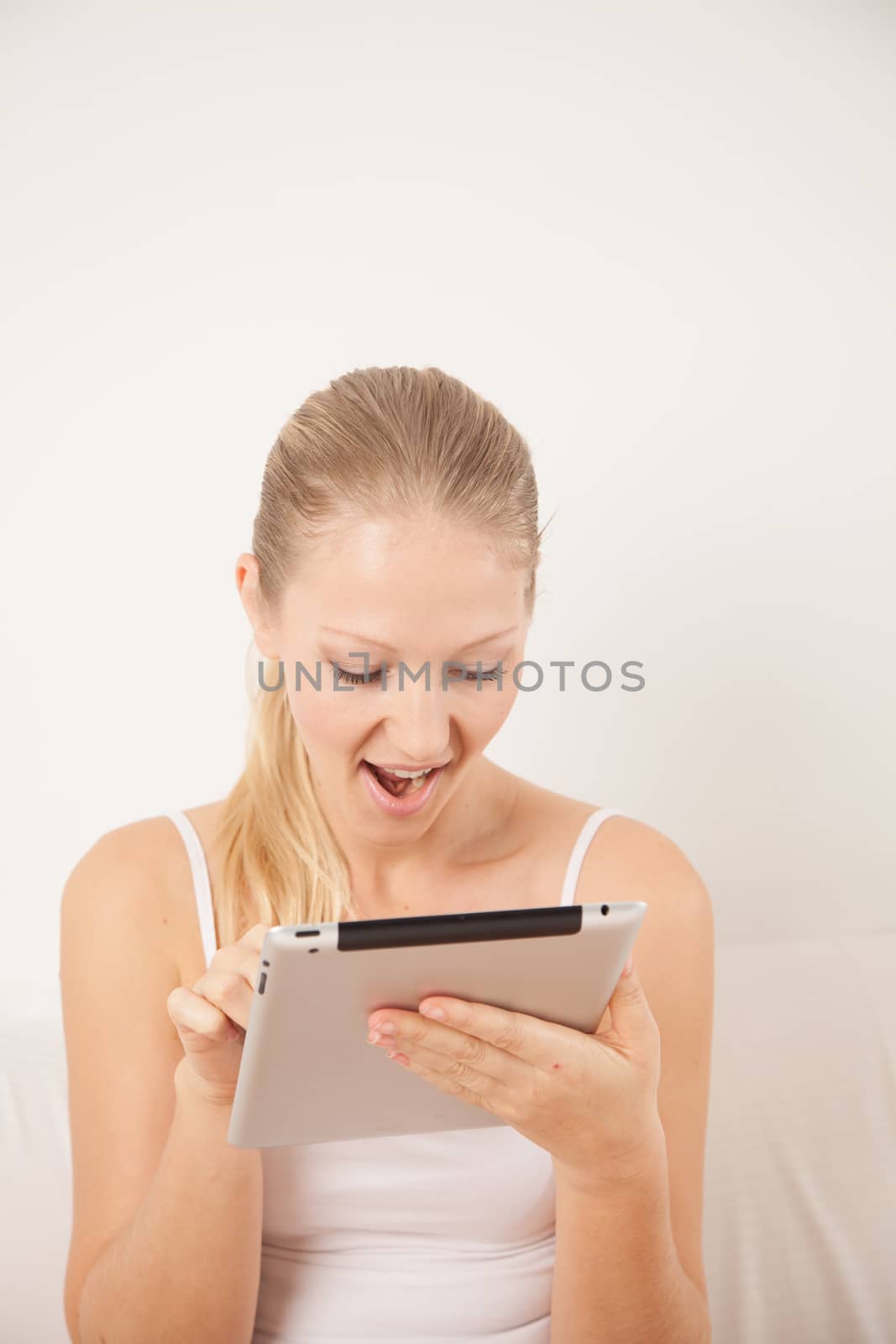 Woman using the tablet
