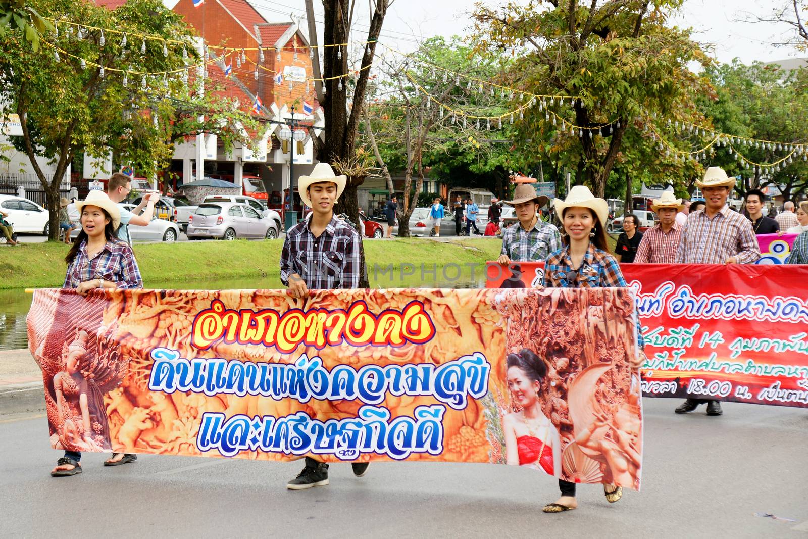 CHIANGMAI, THAILAND - FEBRUARY 2-2013 : Unidentified Thai people on the parade in ChiangMai Flower Festival 2013 at ChiangMai, Thailand.