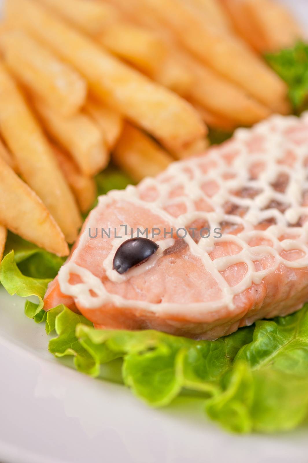 Trout fish with fried potato