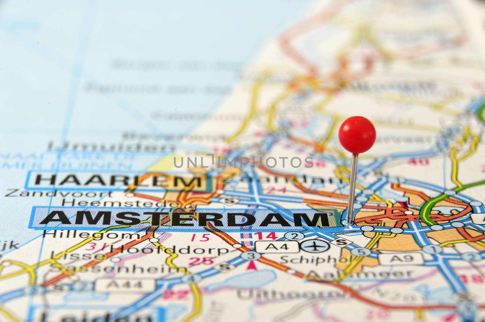 Travel destination amsterdam holland on the map