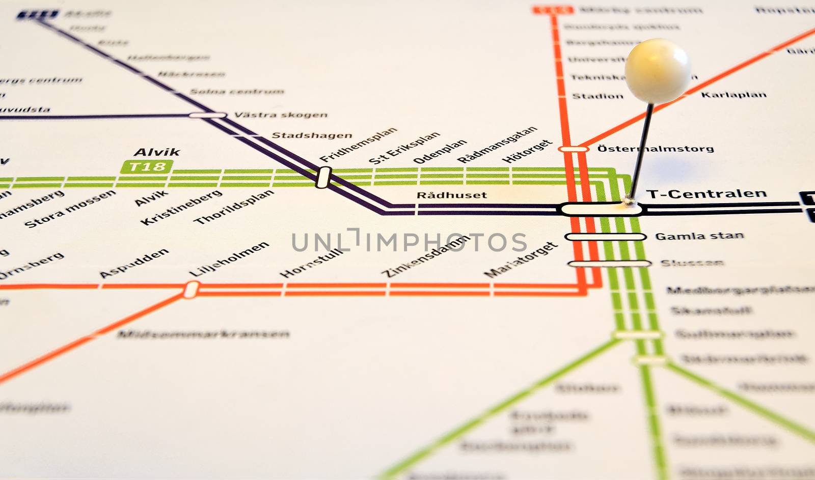 Royalty free stock photo of the Stockholm underground tube map.