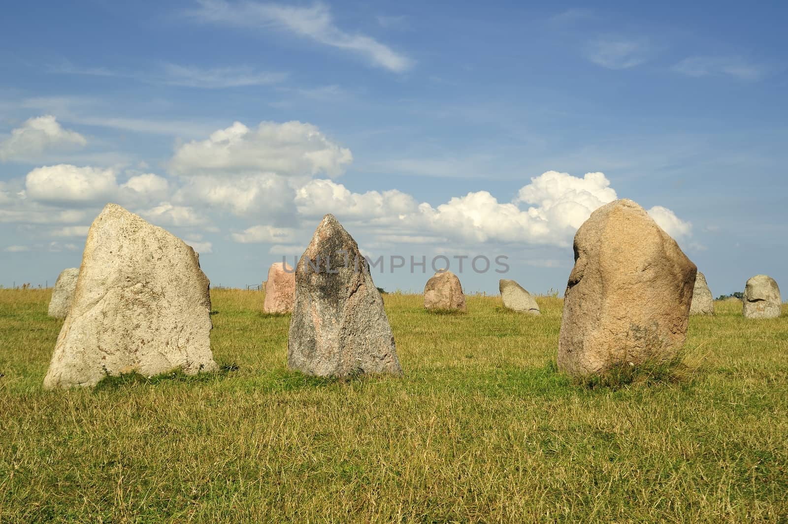 Over the small city Kaaseberga in the Southern part of Sweden stands this Stone Circle Ales Stenar (Ales Stones). The Archeologists can´t figure out wheather it is a Burial ground or the place have had some kind of religious function as a worshipping place.