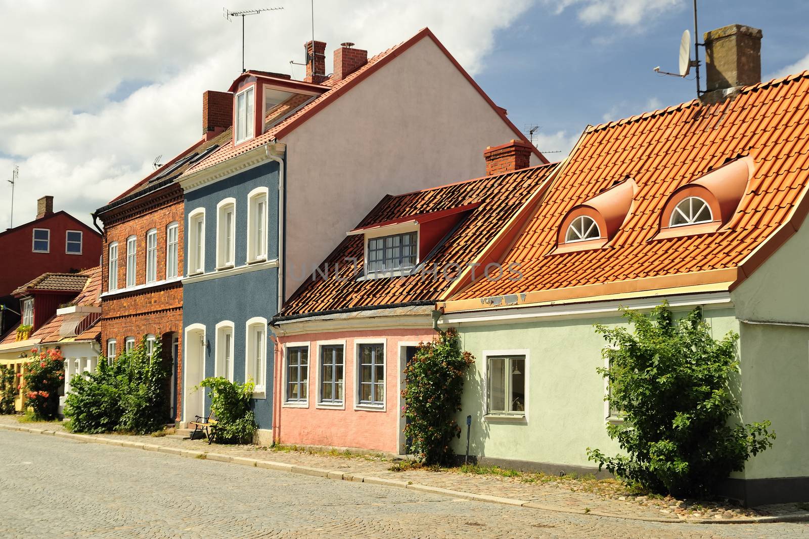 Cityscape of Ystad, city founded in 11th century.