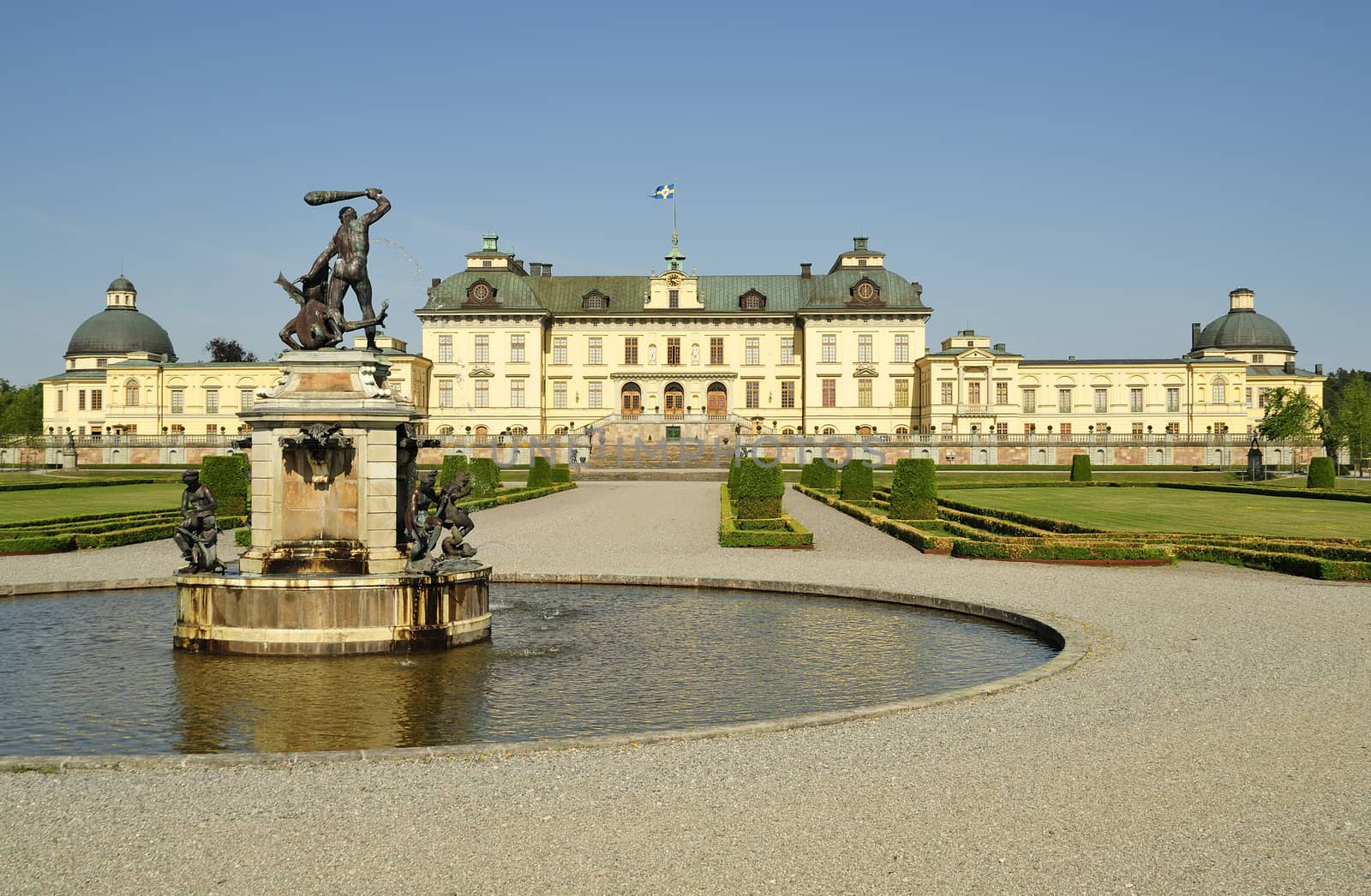 The palace Drottningholm in Stockholm, Sweden. Summer residence of the swedish royal family. French inspired classicism architecture. UNESCO world heritage.