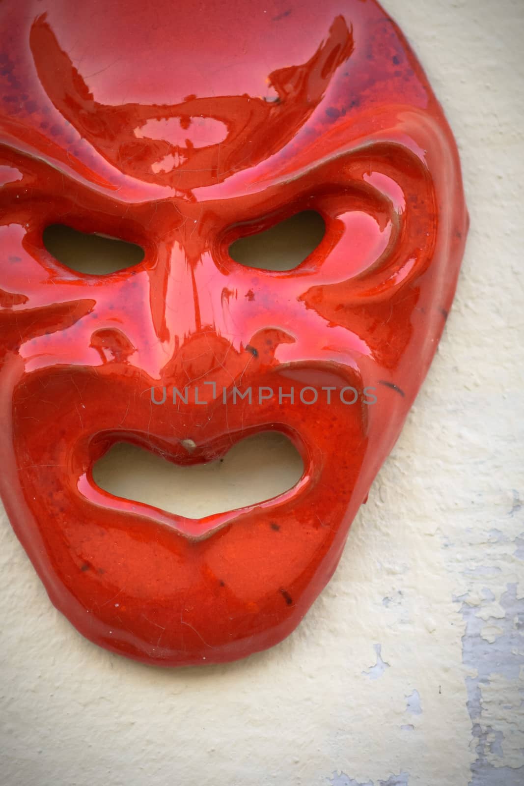 devil mask red ceramic