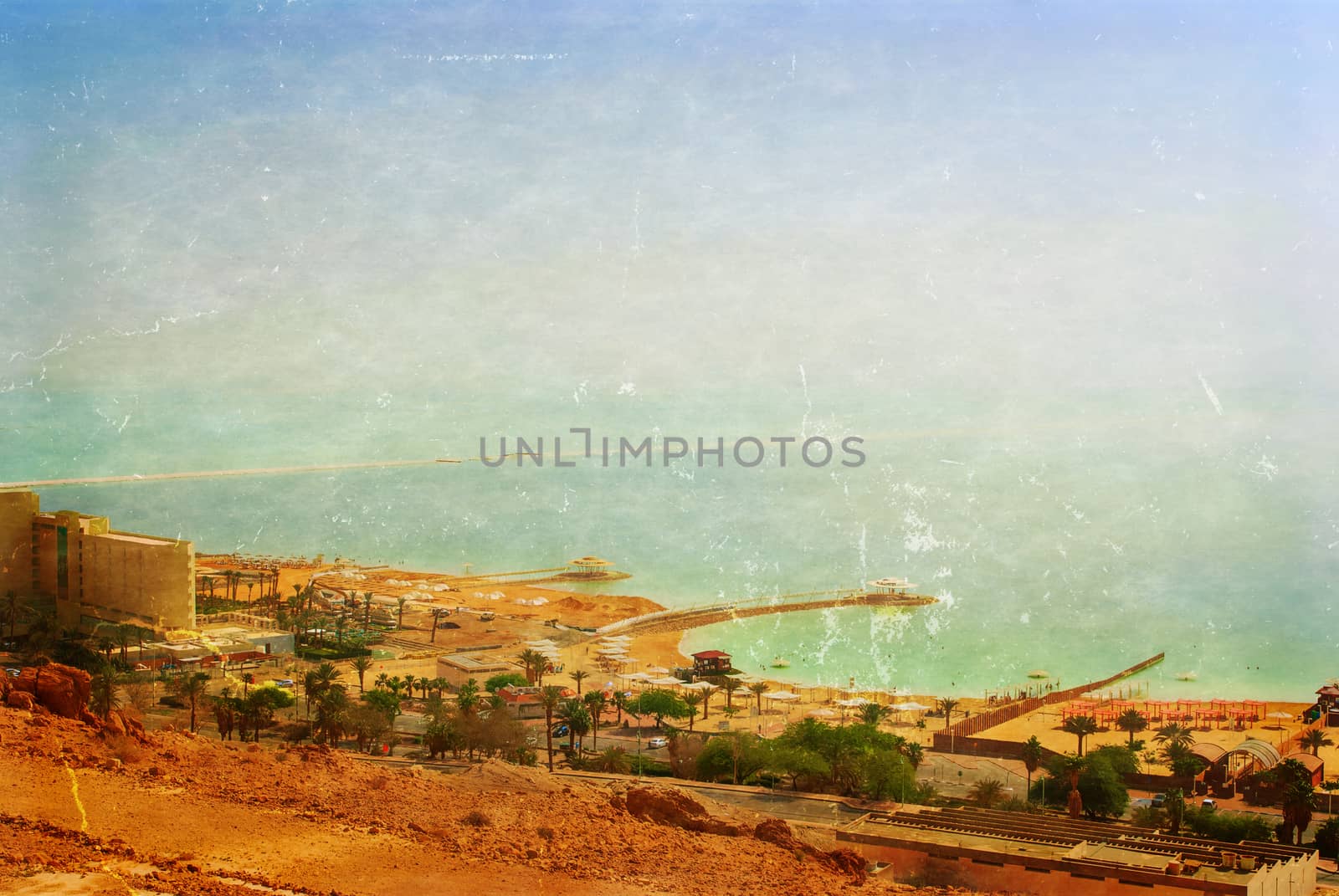 Panoramic view over the Dead sea by Zhukow