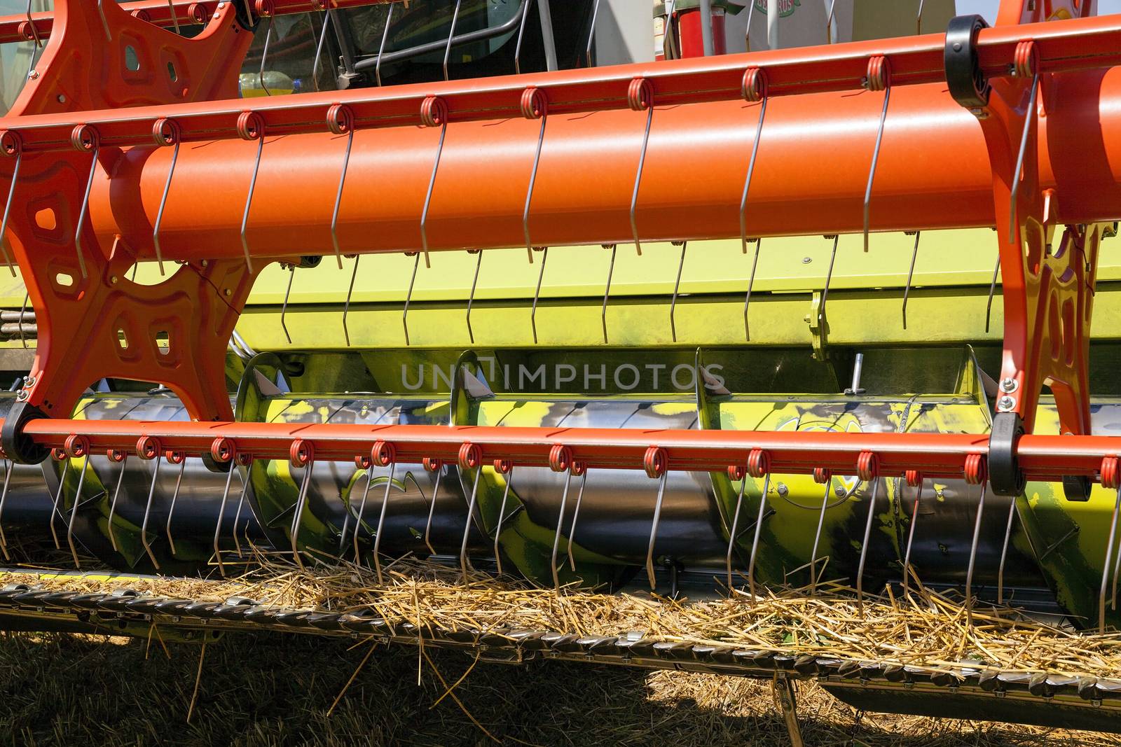  the combine harvesters photographed by a close up