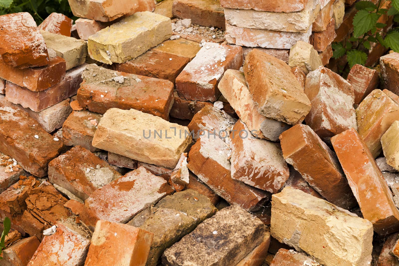 - the old bricks which remained after destruction of the ancient building. the used bricks