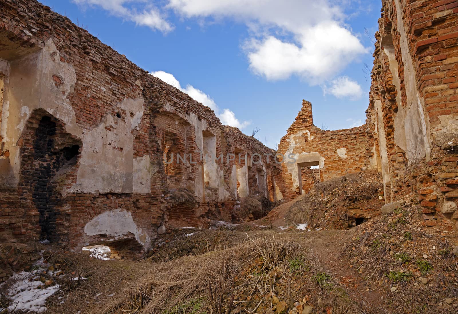  the photo of part of structures. fortress ruins. belarus. golshany