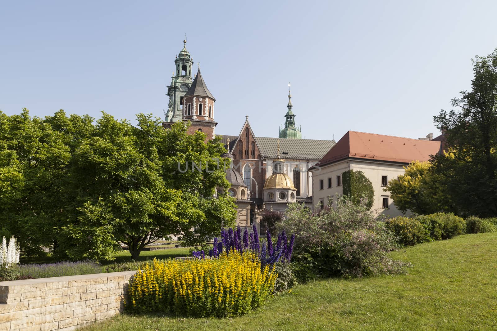 view on Wawel Royal Castle with Wawel Cathedral  in Cracow , Poiland