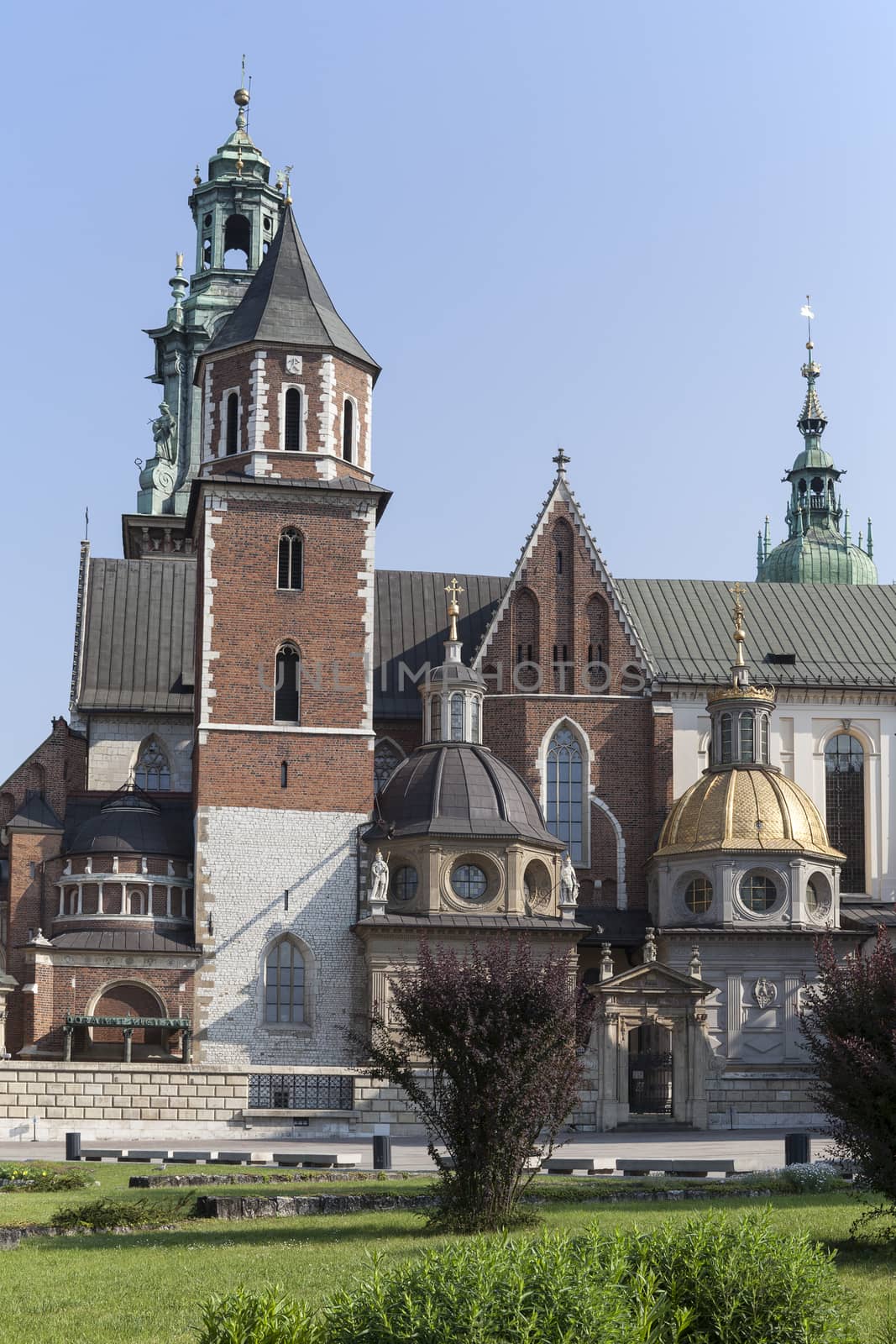 Wawel Cathedral on Wawel Hiill in old town of Cracow in Poland
