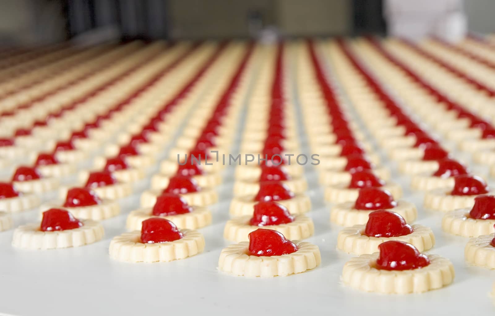 Production of biscuits inside of factory