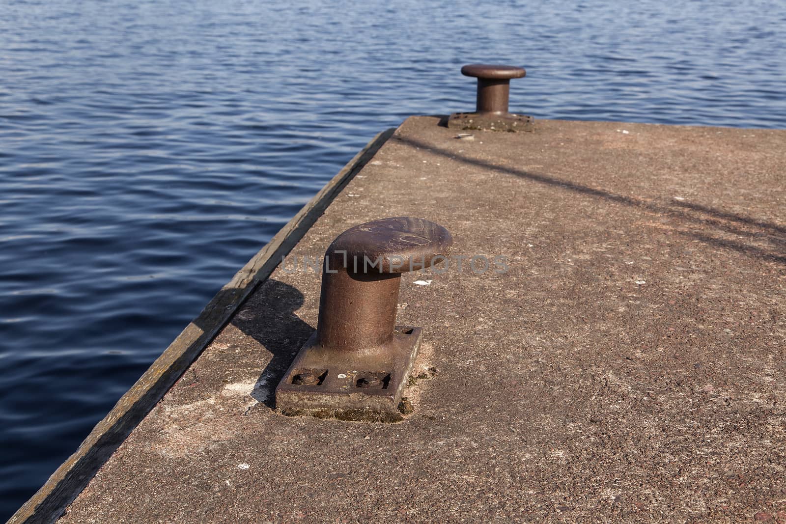 Equipment on a dock to moore a boat to it