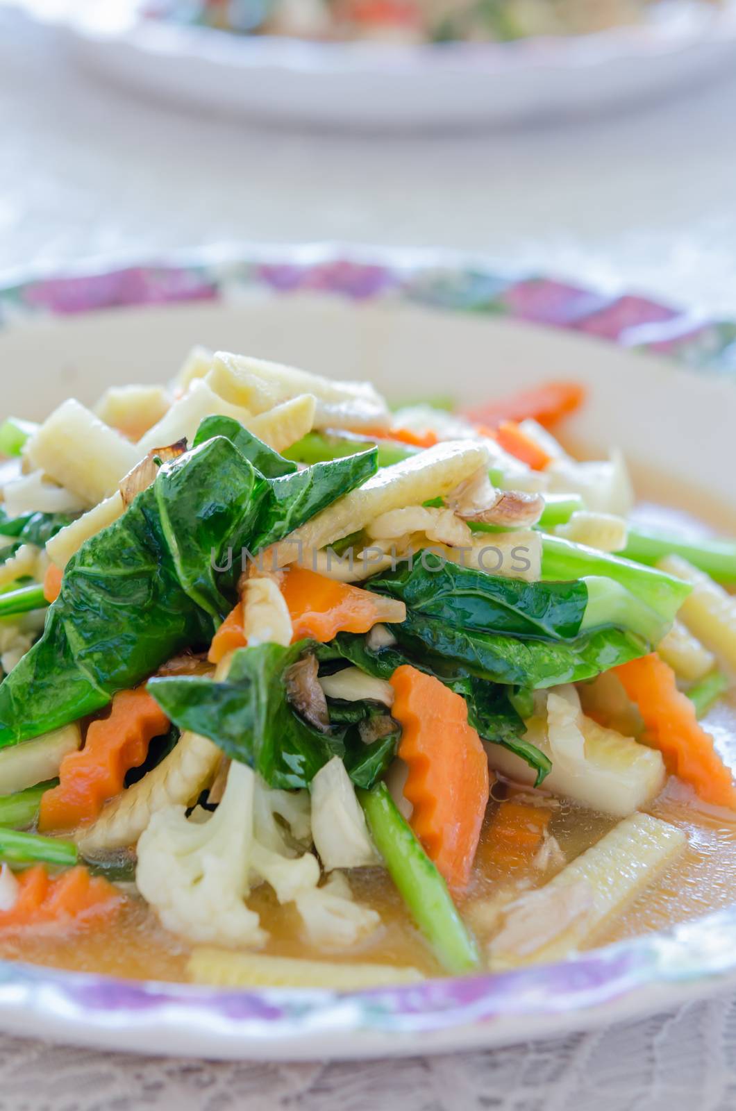 closeup of healthy mixed vegetable  stir fry