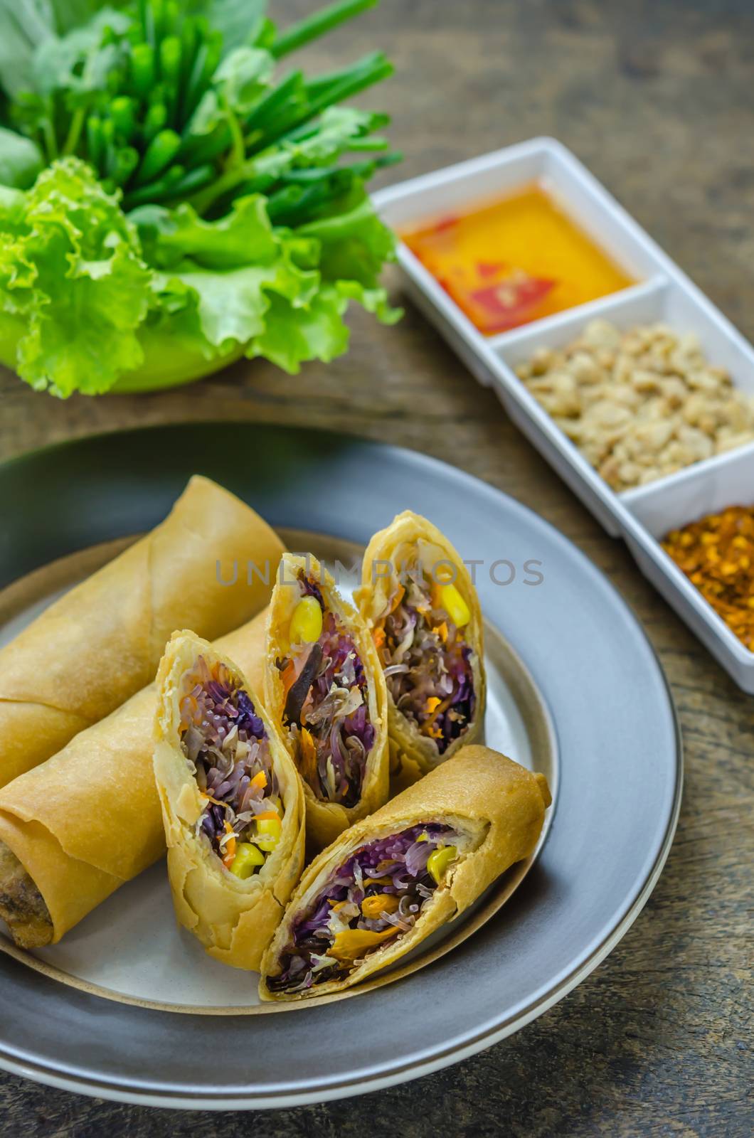 Fried Chinese Traditional Spring rolls food, asian cuisine