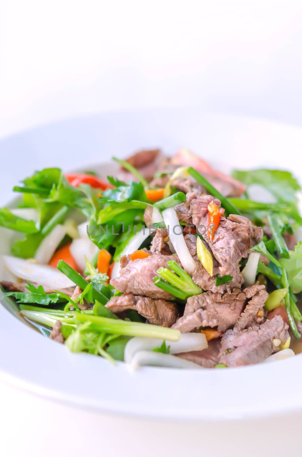 Spicy salad of roasted beef , Thai style cuisine