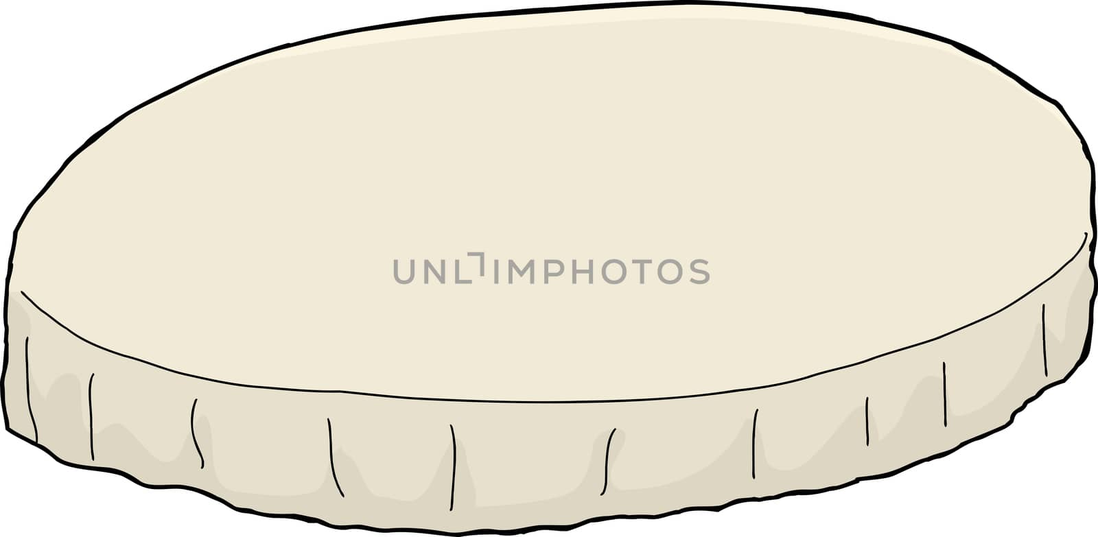 Single cartoon round tablecloth over white background