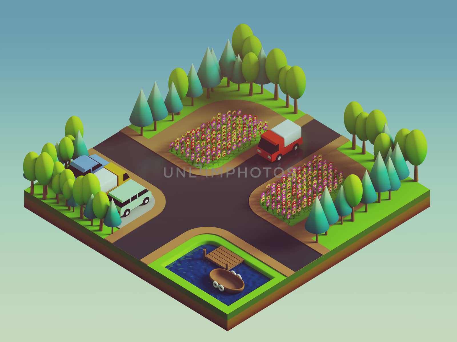 green earth concept in isometric view