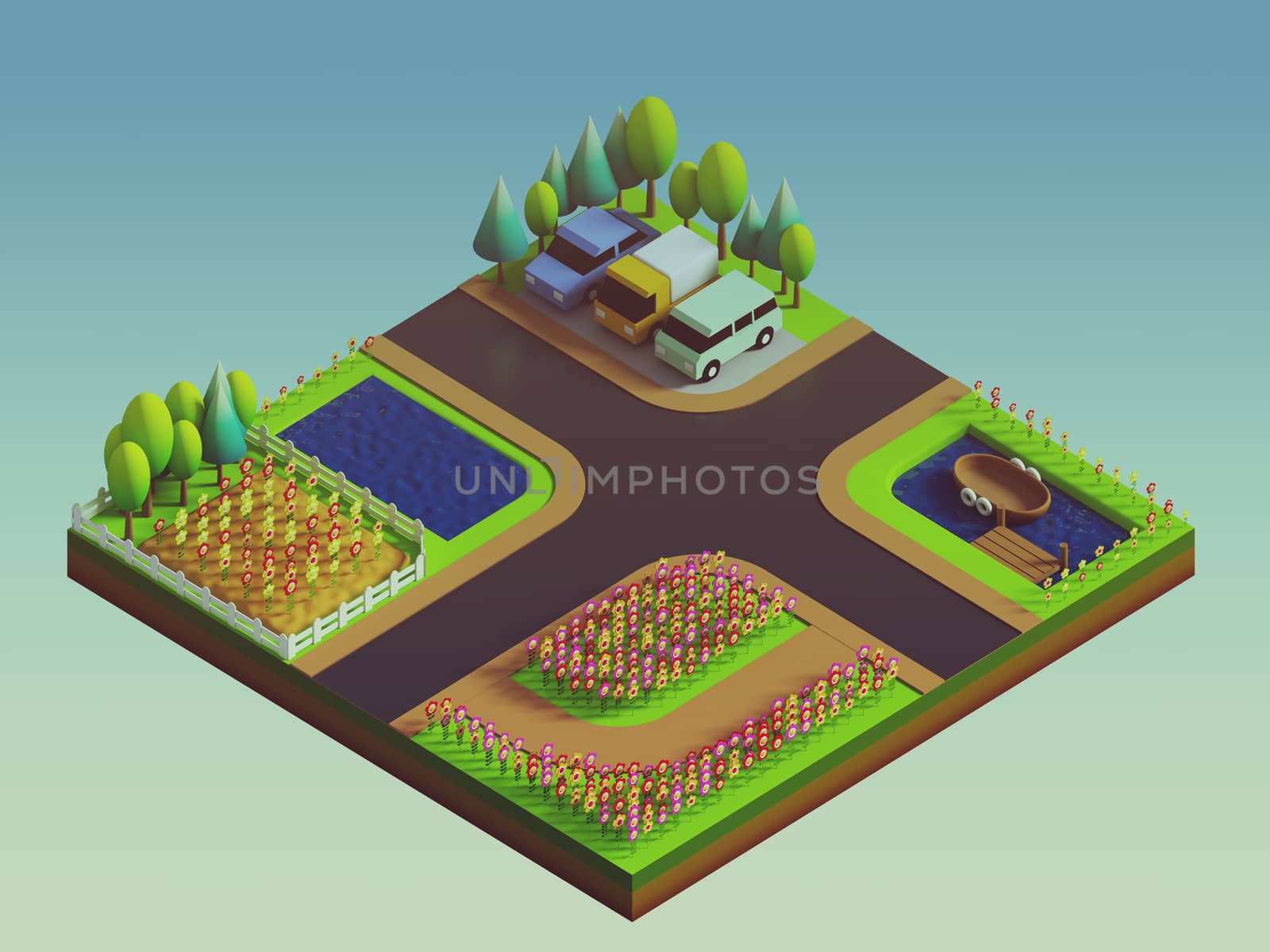 green earth concept in isometric view