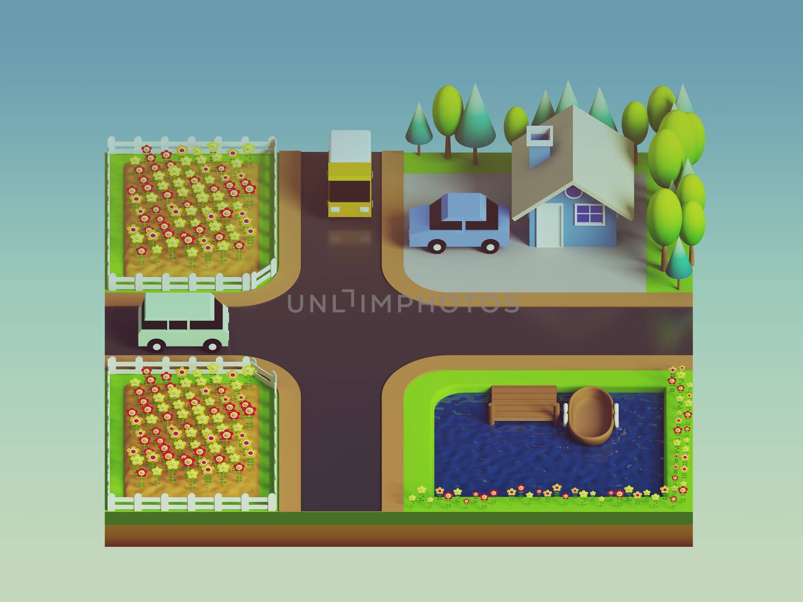green earth concept in isometric view