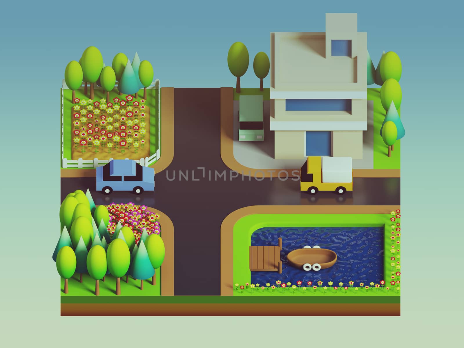 green earth concept in isometric view