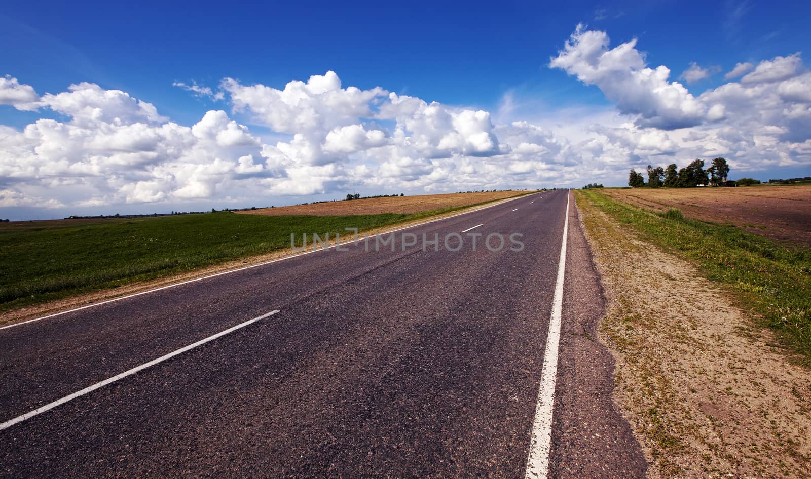   the asphalted road, in rural areas. Belarus