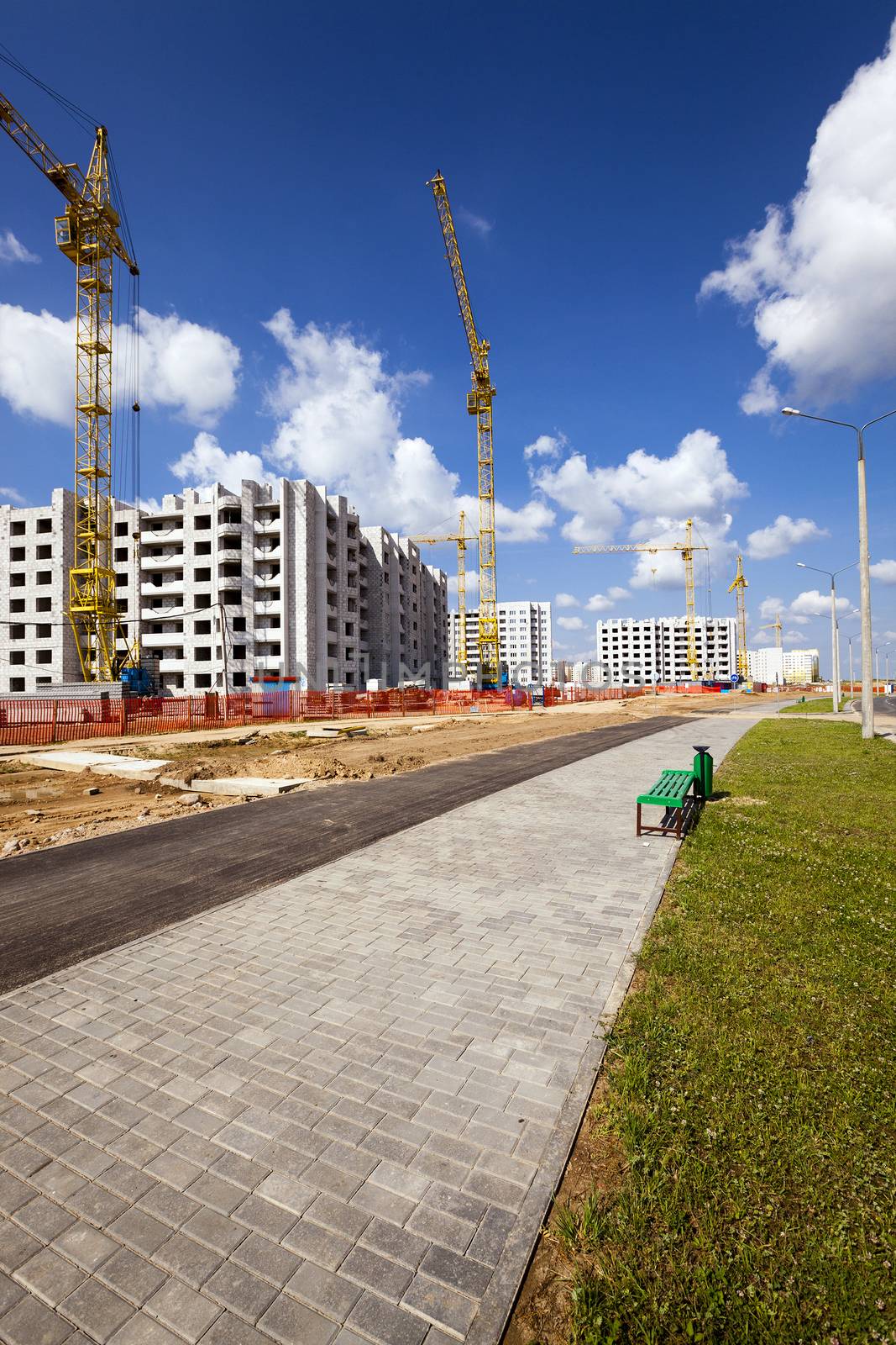   construction of the new house in the new area in the city. Belarus