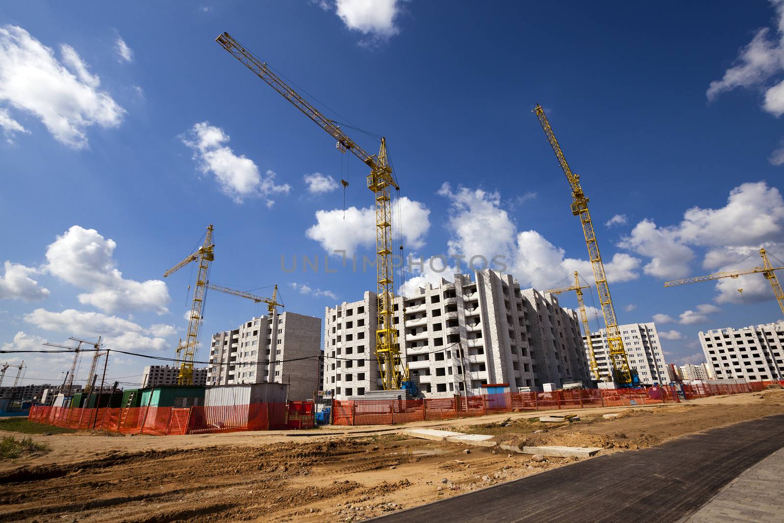   construction of the new house in the new area in the city. Belarus