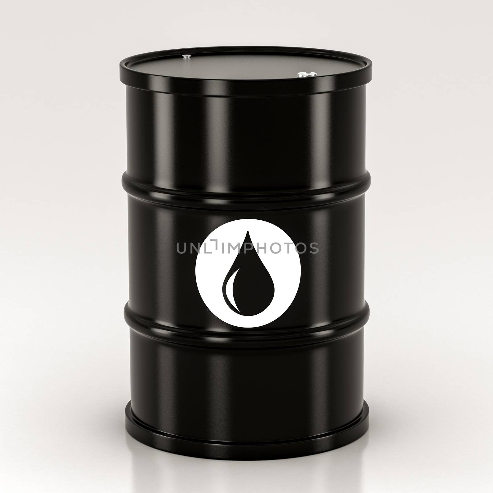 black metal barrels on a white background